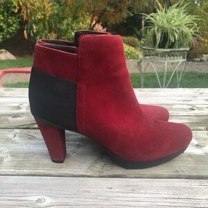 Geox red suede ankle boots